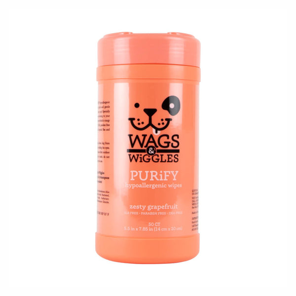 Pañitos Para Perros  Wags Wiggles Purify  Pomelo  50 Uds - Tarro