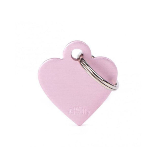 Placa ID My Family Corazón Pequeño Rosa en Aluminio | Accesorios Perros y Gatos | Anipet Colombia