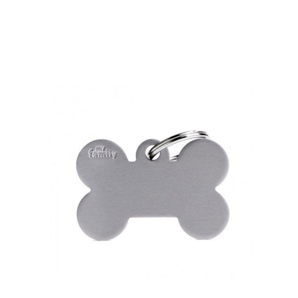 Placa ID My Family Hueso Grande aluminio gris basic | Accesorios Perros | Anipet Colombia