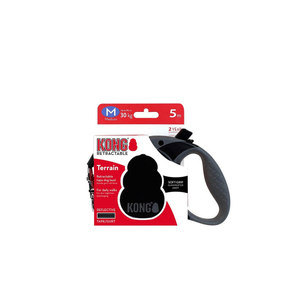 Correa Retractil Kong Terrain Medium Color Negro 30 Kg