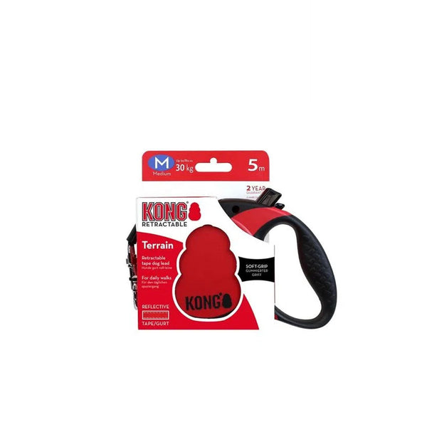 Correa Retractil Kong Terrain Medium Color Rojo 30 Kg