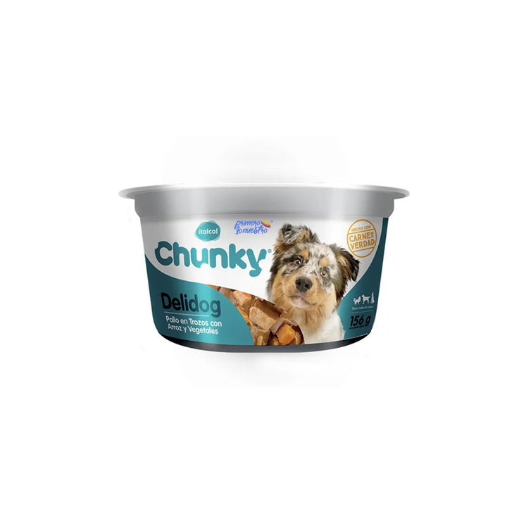 Alimento Húmedo para perro Chunky Delidog Pollo Arros y Vegetales Pote  |Anipet Colombia