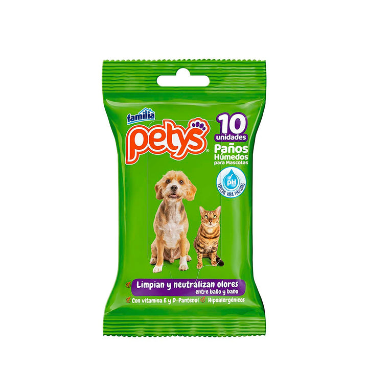 Pañitos Húmedos Petys Originales  10 Uds | Cuidado e Higiene | Anipet Colombia