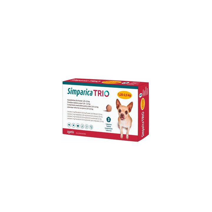 Antiparasitario Simparica Trio Para Perros De 1.25 A 2.5 Kg|Medicamentos perros y gatos|Anipet Colombia