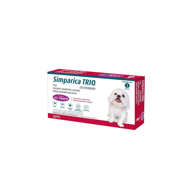 Antiparasitario Simparica Trio Para Perros De 2.5 A 5 Kg|Medicamentos perros y gatos|Anipet Colombia